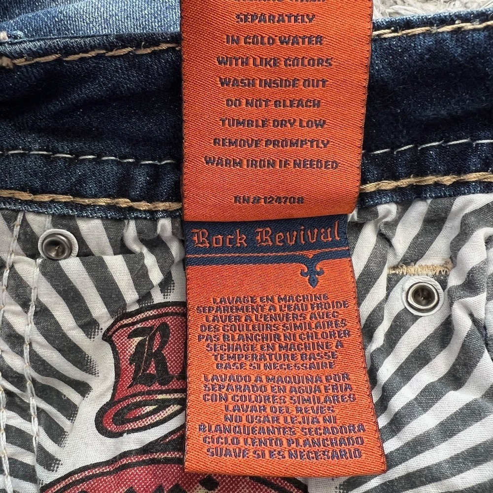 Rock Revival Ferry Bootcut Jeans Womens 26 Blue Mid Rise Embroidered Logo Casual - Picture 13 of 13
